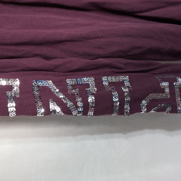 Victoria's Secret PINK Burgundy Cotton Long Sleeve Sequin Tee Size large - Picture 5 of 6